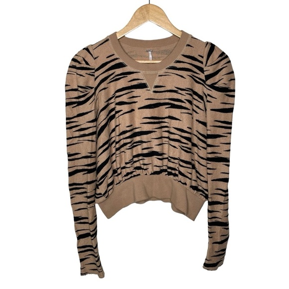 Free People Zaza Zebra Animal Print Cropped Sweater - Picture 6 of 15